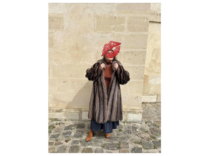 Abrigo Milady de piel de zorro marrón Castaño - vista 5