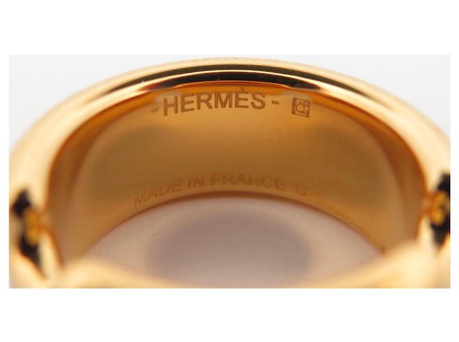 Ring Hermès NUOVO ANELLO HERMES OLYMPE PM H500058FC8955 S T52 PELLE DI VITELLO NERA & ORO Nero - vista 7