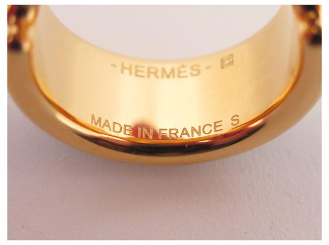 Ring Hermès NUOVO ANELLO HERMES OLYMPE PM H500058FC8955 S T52 PELLE DI VITELLO NERA & ORO Nero - vista 8