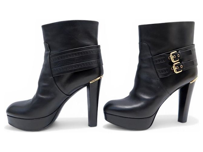 STIVALI ANKLE LOUIS VUITTON 40 PELLE NERA Nero - vista 2
