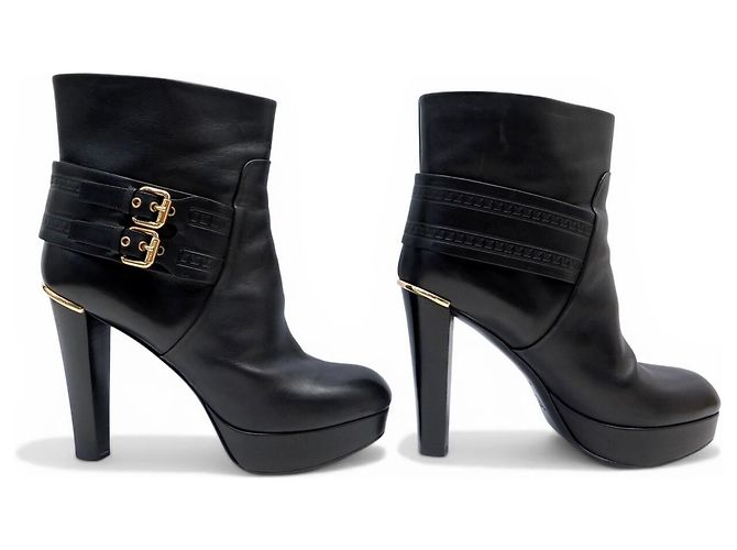 STIVALI ANKLE LOUIS VUITTON 40 PELLE NERA Nero - vista 3