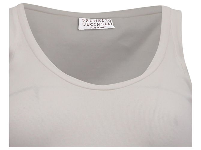 Top sin mangas Brunello Cucinelli en algodón blanco Crudo - vista 2