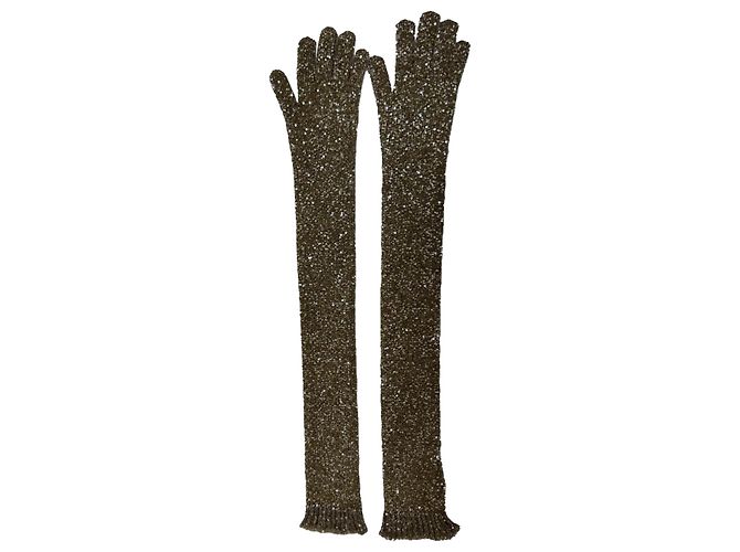 Glitzerhandschuhe aus goldfarbenem Polyamid von Brunello Cucinelli Golden Metallisch - Ansicht 2