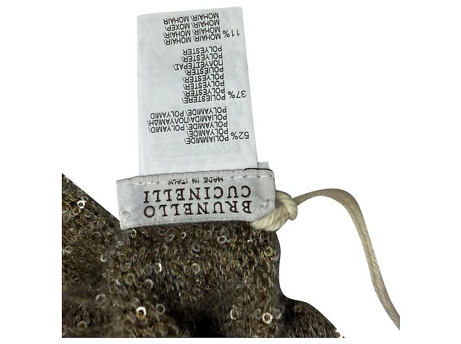 Glitzerhandschuhe aus goldfarbenem Polyamid von Brunello Cucinelli Golden Metallisch - Ansicht 3