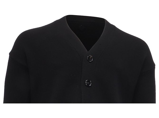 Kurzer Cardigan AMI Paris aus schwarzer Merinowolle - Ansicht 2