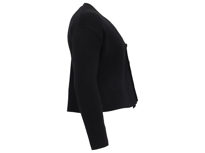 Kurzer Cardigan AMI Paris aus schwarzer Merinowolle - Ansicht 3