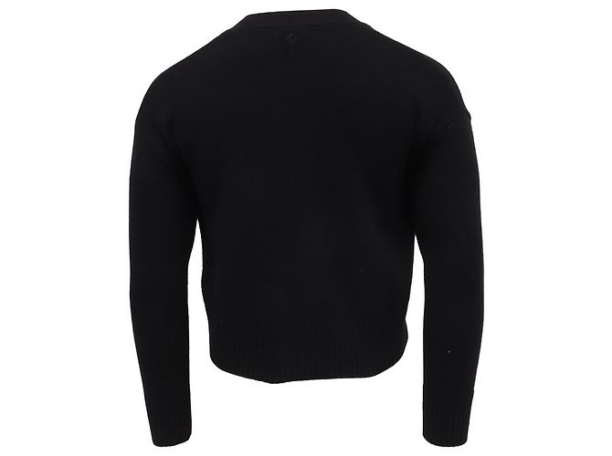 Kurzer Cardigan AMI Paris aus schwarzer Merinowolle - Ansicht 4
