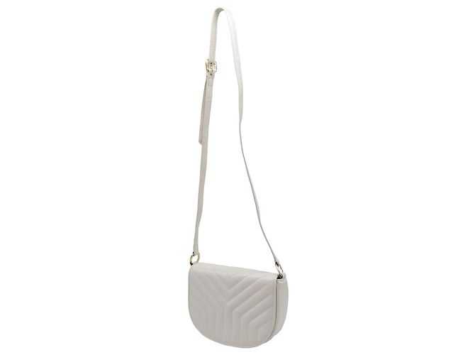 Yves Saint Laurent Borsa a Spalla Joan Trapuntata di Saint Laurent in Pelle di Vitello Bianca - vista 2