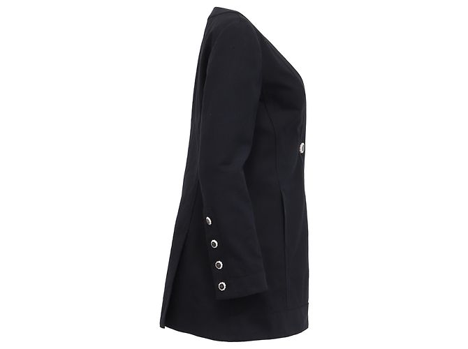 Timeless Chaqueta Chanel con cierre de botón asimétrico en algodón negro - vista 3