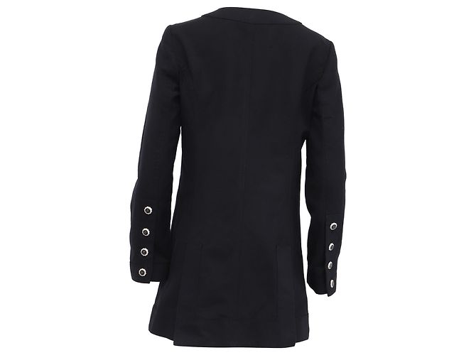 Timeless Chaqueta Chanel con cierre de botón asimétrico en algodón negro - vista 4