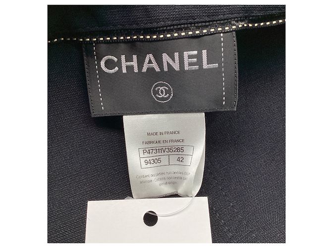 Timeless Chaqueta Chanel con cierre de botón asimétrico en algodón negro - vista 7