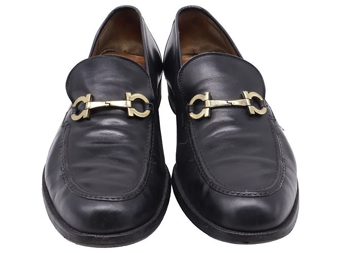 Mocassini Gancini in pelle nera di Salvatore Ferragamo Nero - vista 2