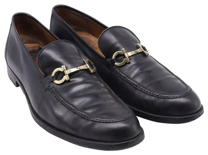 Mocassini Gancini in pelle nera di Salvatore Ferragamo Nero - vista 3