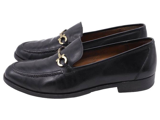 Mocassini Gancini in pelle nera di Salvatore Ferragamo Nero - vista 4