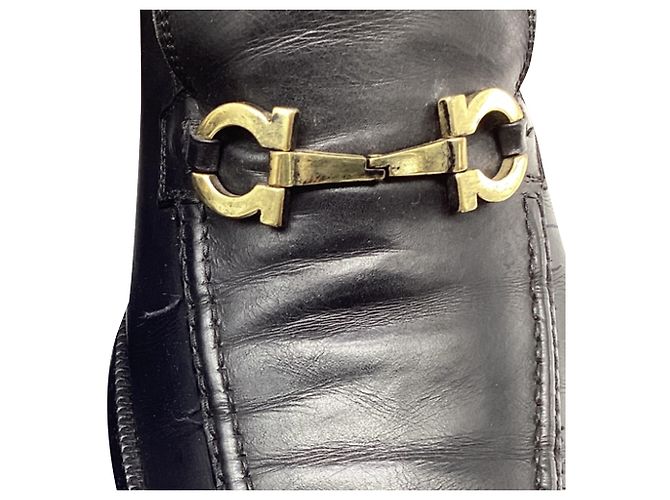 Mocassini Gancini in pelle nera di Salvatore Ferragamo Nero - vista 6