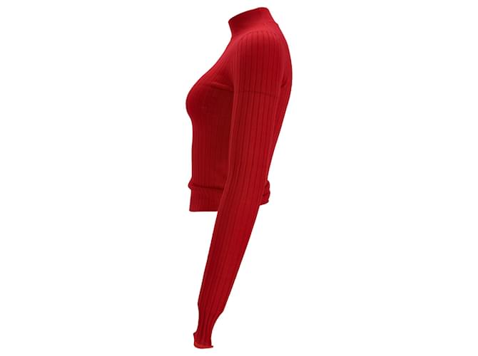 Rippstrickpullover aus roter Wolle von Acne Studios - Ansicht 2