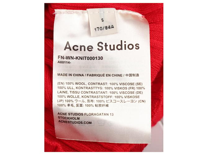 Rippstrickpullover aus roter Wolle von Acne Studios - Ansicht 5