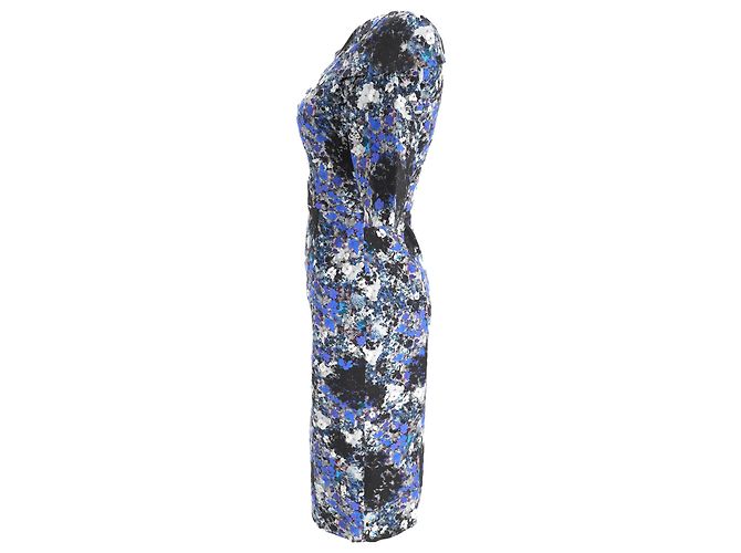 Abito Midi con Stampa Floreale Erdem in Viscosa Blu - vista 2