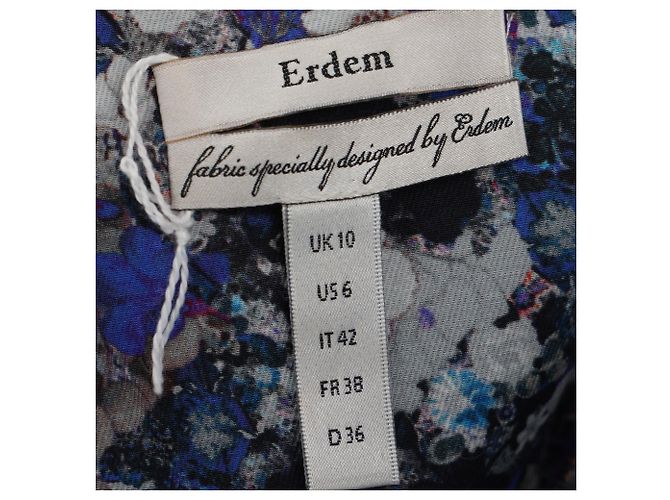 Abito Midi con Stampa Floreale Erdem in Viscosa Blu - vista 4