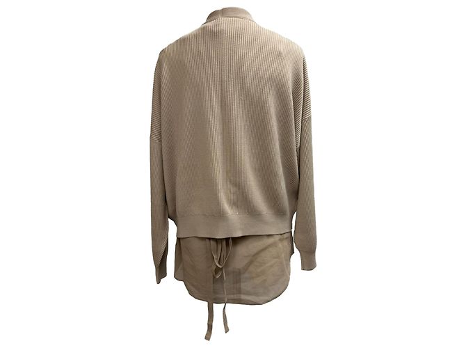 Cárdigan en capas de algodón beige Brunello Cucinelli - vista 3
