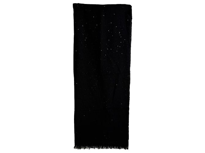 Sciarpa in cashmere nero con paillettes Brunello Cucinelli - vista 4