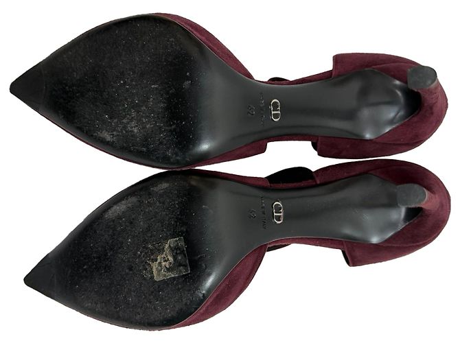 Décolleté a punta Dior in suede bordeaux
 Rosso Bordò - vista 7