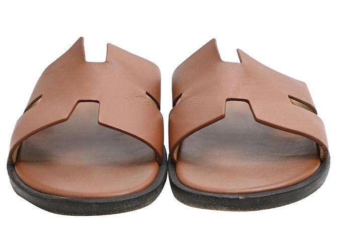 Sandali Izmir in pelle di vitello marrone Hermès Rosso - vista 2