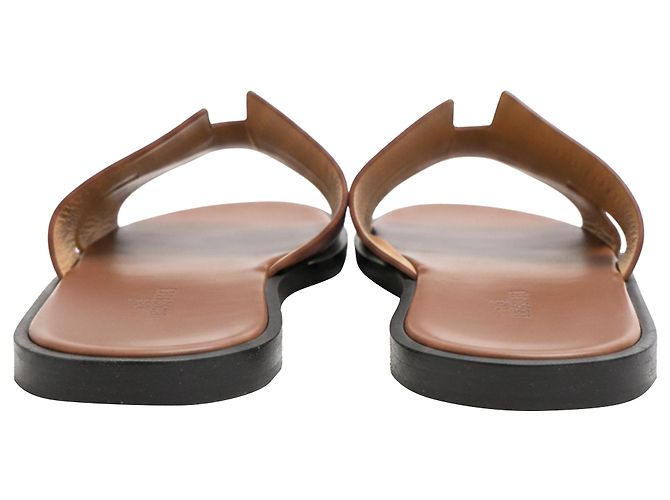 Sandali Izmir in pelle di vitello marrone Hermès Rosso - vista 3