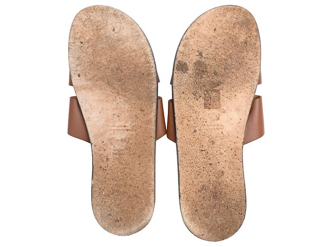 Sandali Izmir in pelle di vitello marrone Hermès Rosso - vista 6