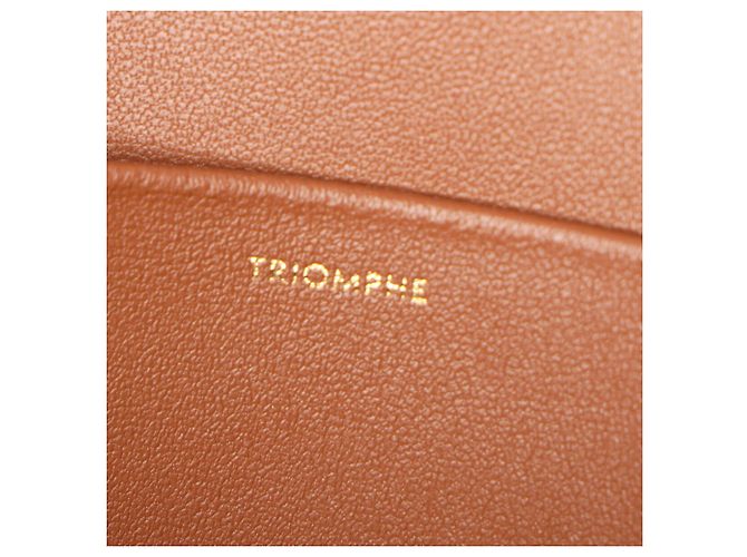 Céline Bolsa Celine Classique Triomphe em lona marrom e couro de bezerro - vue 11