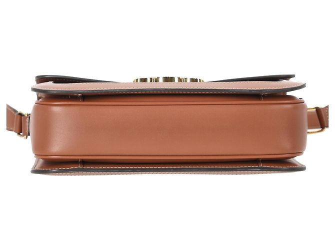 Céline Bolsa Celine Classique Triomphe em lona marrom e couro de bezerro - vue 5