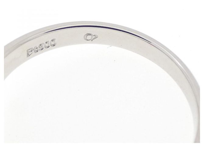 Autre Marque Platinring mit Grüner Synthetischer Stein in Halbmondform Silber - Ansicht 4