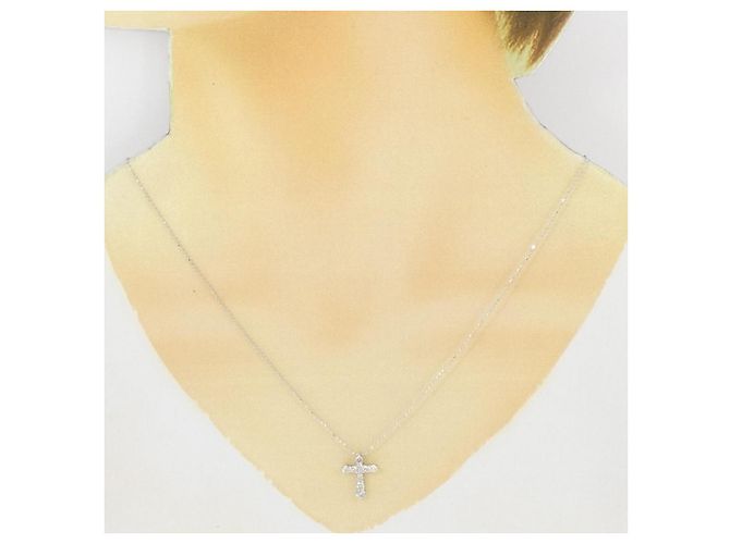 Autre Marque Collana con croce di diamante in oro bianco Au750 Argento - vista 6