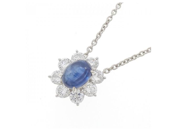 Autre Marque Collana in Zaffiro e Diamante Pt850 Blu - vista 3