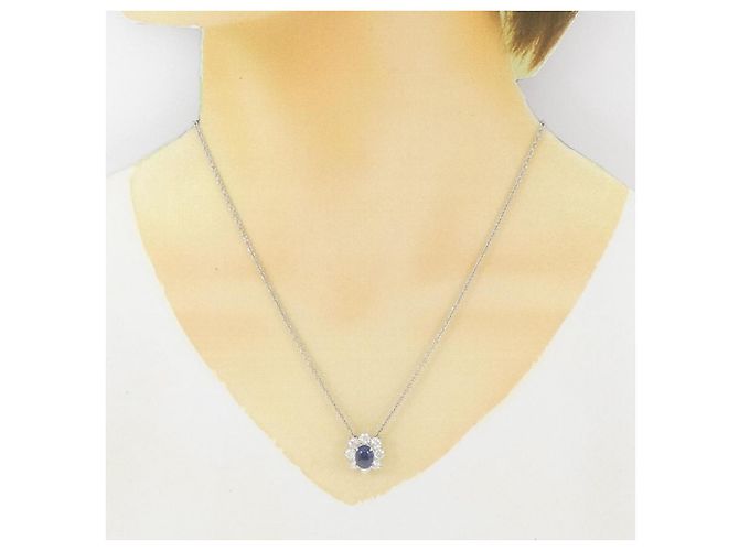 Autre Marque Collana in Zaffiro e Diamante Pt850 Blu - vista 6