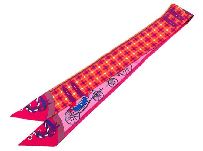 Foulard Hermès Twilly Les Voitures Nouvelle Rosa Multicolore - vista 2