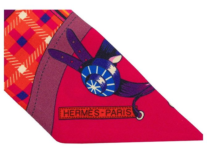 Foulard Hermès Twilly Les Voitures Nouvelle Rosa Multicolore - vista 3