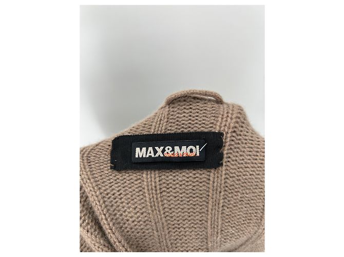 Max & Moi Abrigo de cachemira con capucha de piel marrón Castaño - vista 5