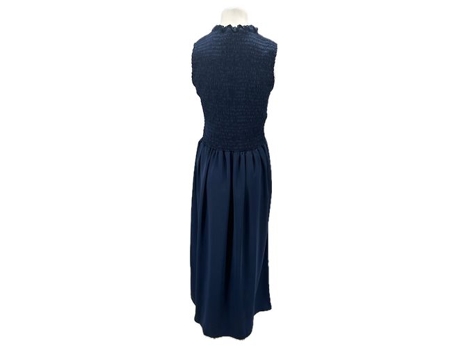 Autre Marque Vestido largo de satén marino sin mangas Azul marino - vista 2