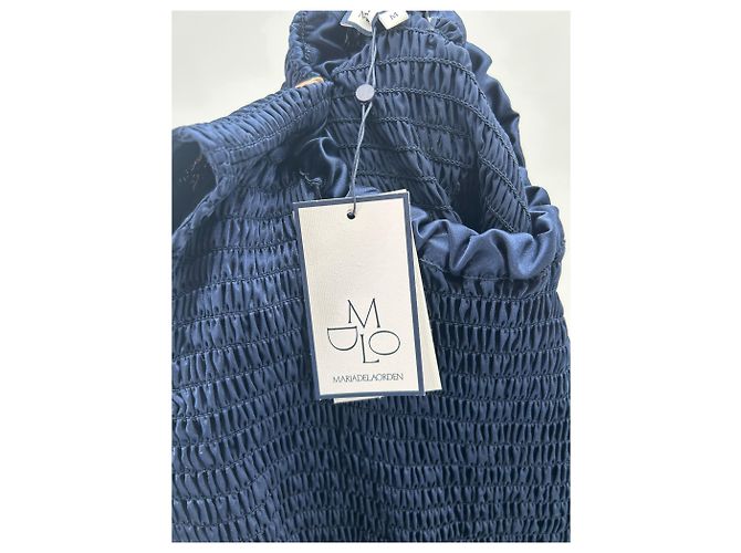 Autre Marque Vestido largo de satén marino sin mangas Azul marino - vista 6