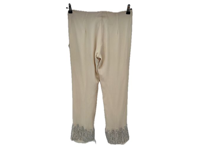 Autre Marque Pantalón de seda crema Beige - vista 2