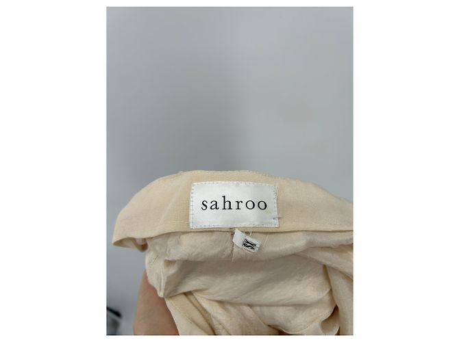 Autre Marque Pantalón de seda crema Beige - vista 3