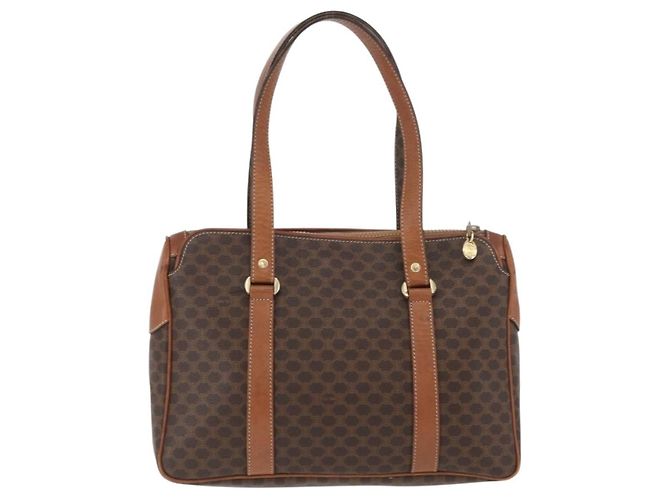 Céline Celine Vintage Macadam Canvas and Leather Marrone - vista 2