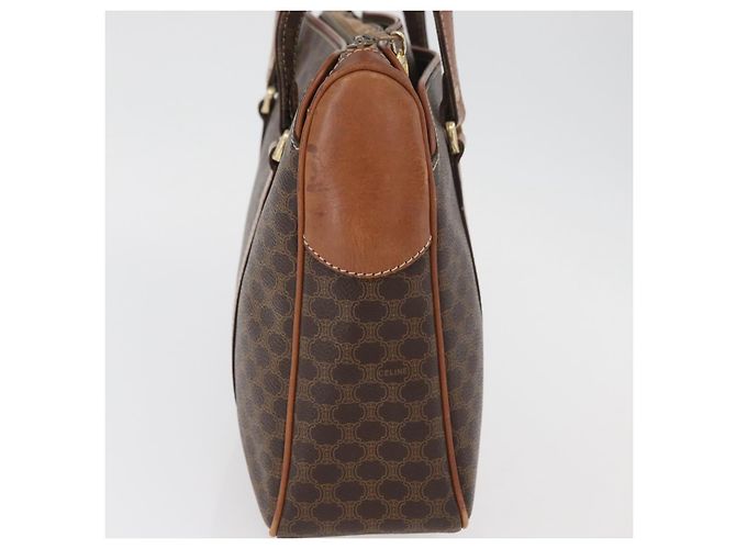 Céline Celine Vintage Macadam Canvas and Leather Marrone - vista 4