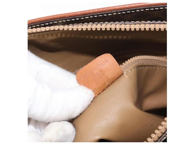 Céline Celine Vintage Macadam Canvas and Leather Marrone - vista 7