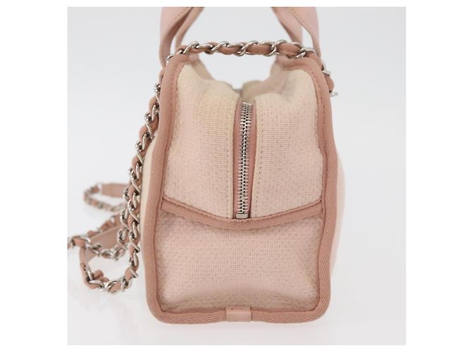 Bowling Bolsa de boliche Chanel Deauville em lona grande Bege - vista 3