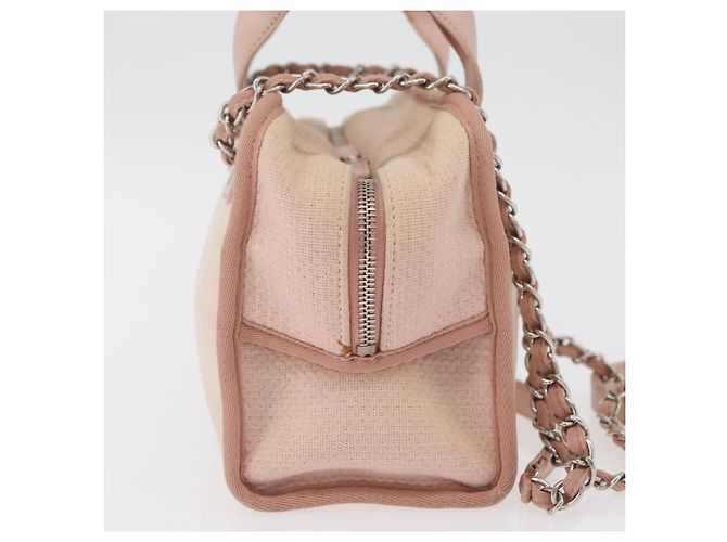 Bowling Bolsa de boliche Chanel Deauville em lona grande Bege - vista 4