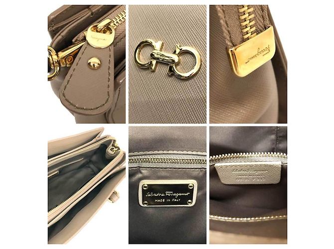 Borsa Double Gancini Salvatore Ferragamo Beige - vista 3