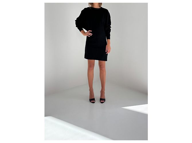 Vestido Palm Angels de algodón negro con mangas murciélago - vista 2