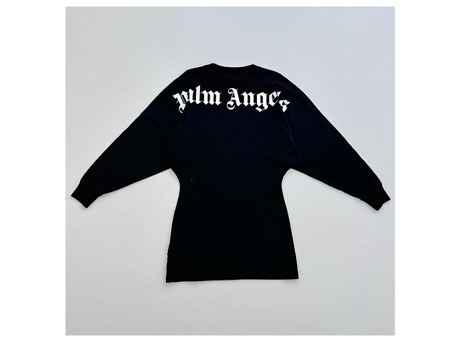 Vestido Palm Angels de algodón negro con mangas murciélago - vista 3
